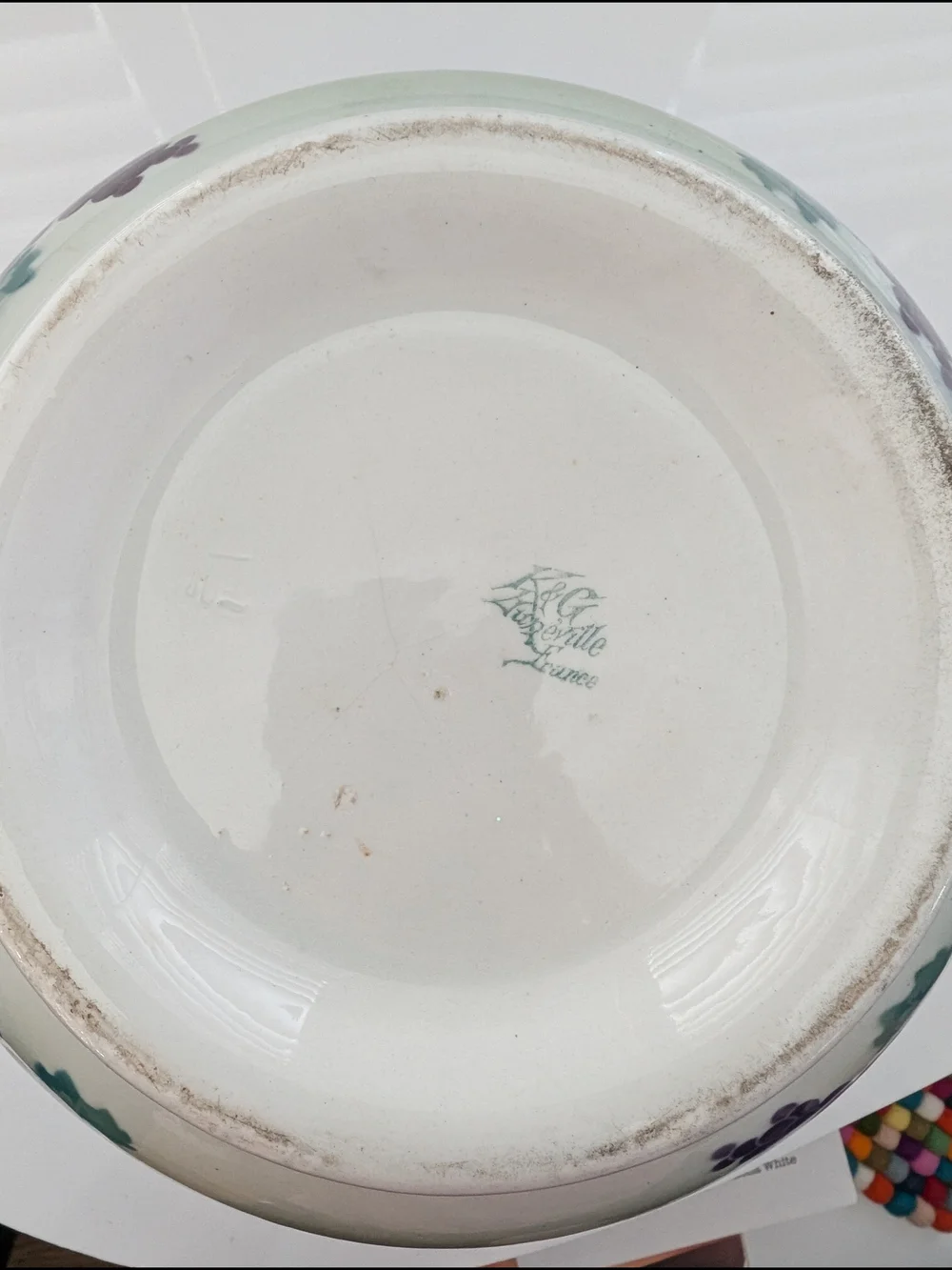 Antique K&G Luneville France Grape Harvest Punch Bowl Keller & Guérin Faience 10